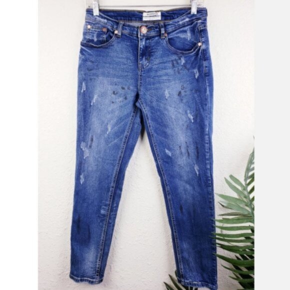 One Teaspoon Awesome Baggies Paint Splatter Distressed Boyfriend Jeans size 26 - Picture 3 of 16